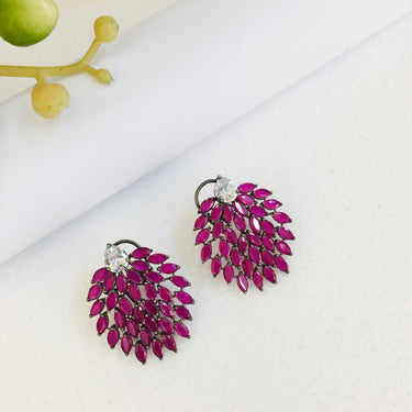 Ruby Leaf Stud Earrings Zayn Luxury Jewellery